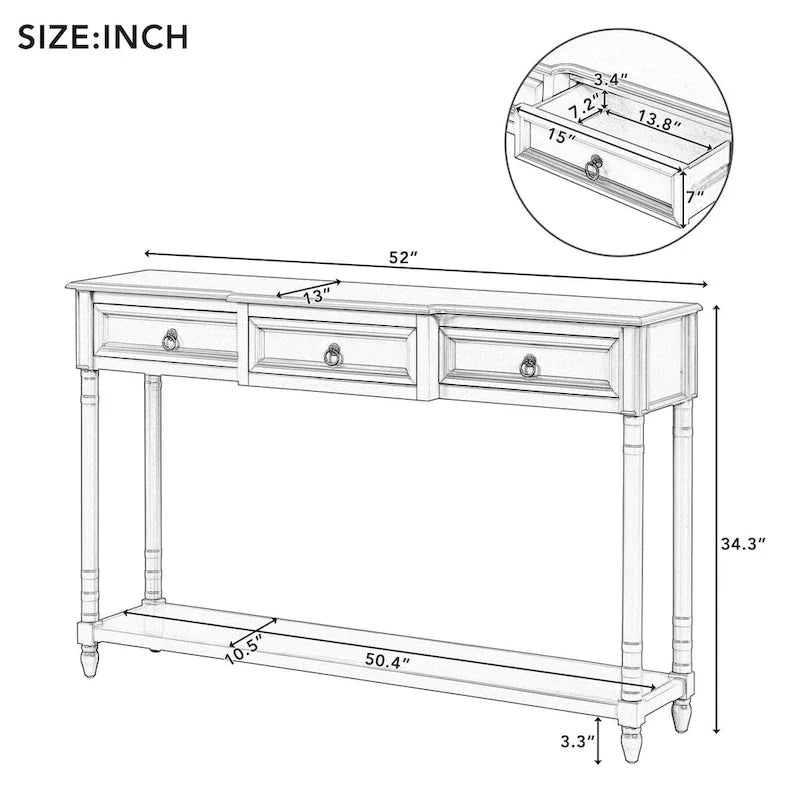 Entryway Console Table with Drawers and Extended Shelf 7