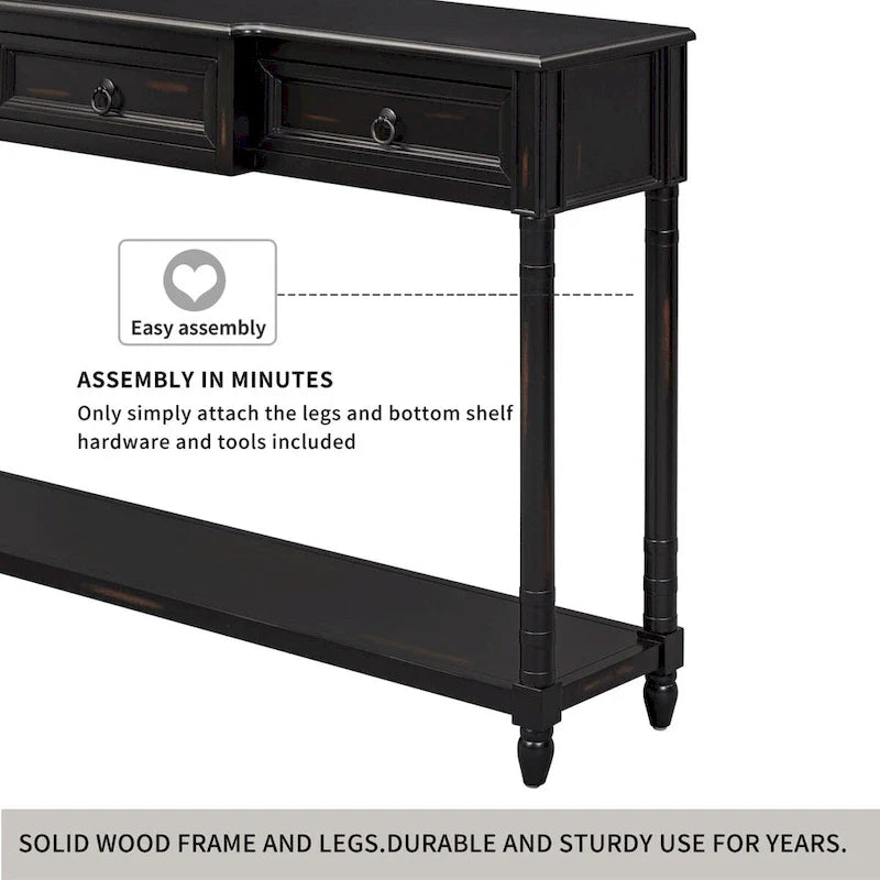 Entryway Console Table with Drawers and Extended Shelf 11