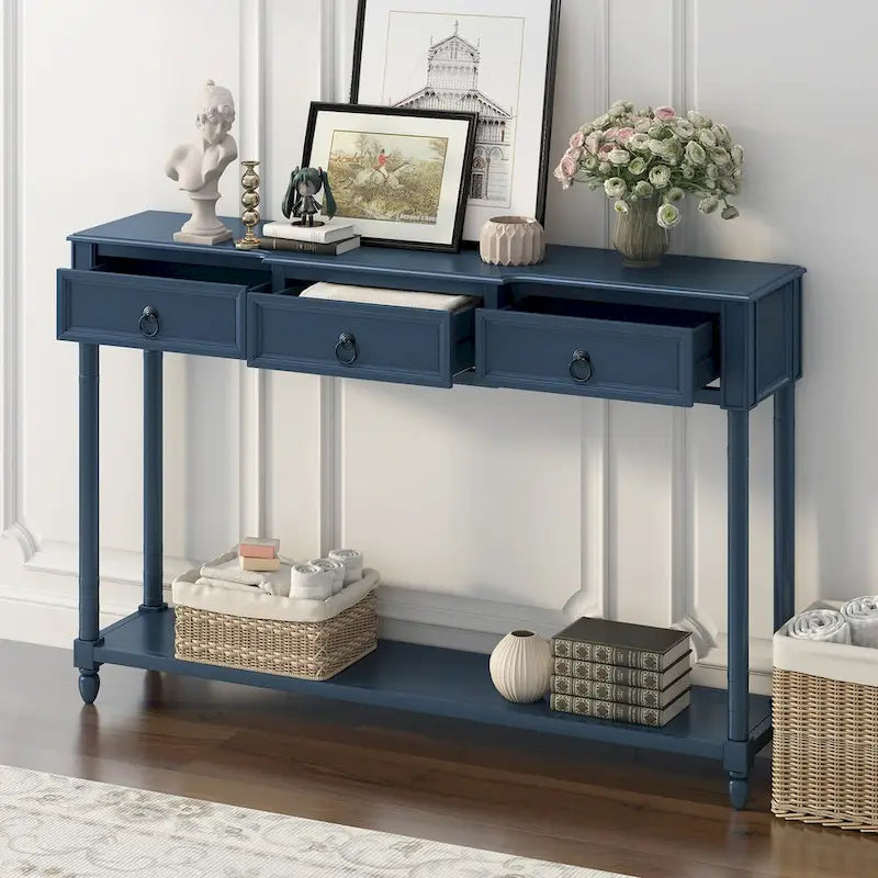 Entryway Console Table with Drawers and Extended Shelf 14