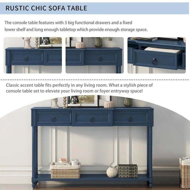 Entryway Console Table with Drawers and Extended Shelf 15