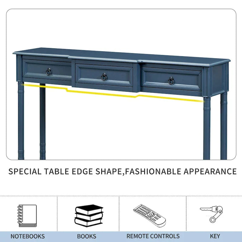 Entryway Console Table with Drawers and Extended Shelf 17