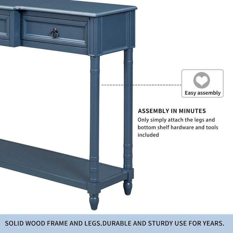 Entryway Console Table with Drawers and Extended Shelf 18