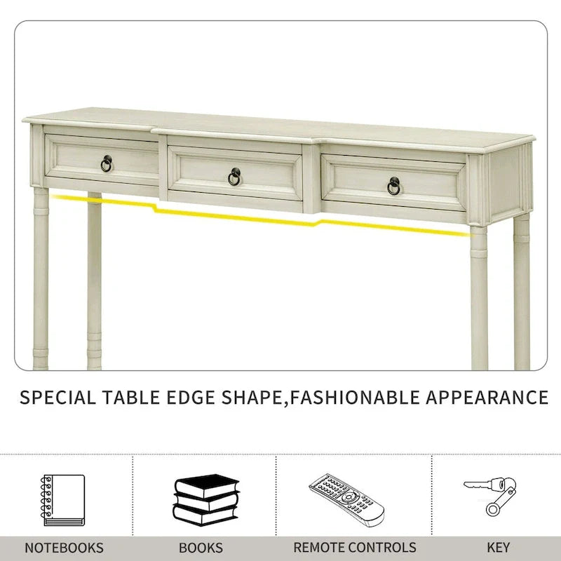 Entryway Console Table with Drawers and Extended Shelf 23