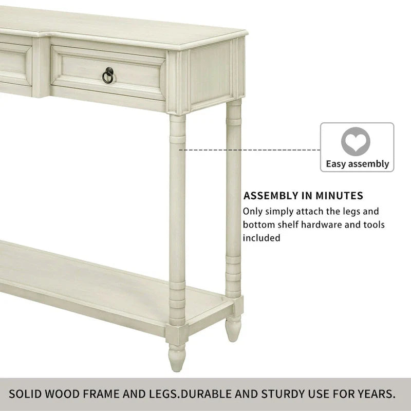 Entryway Console Table with Drawers and Extended Shelf 25