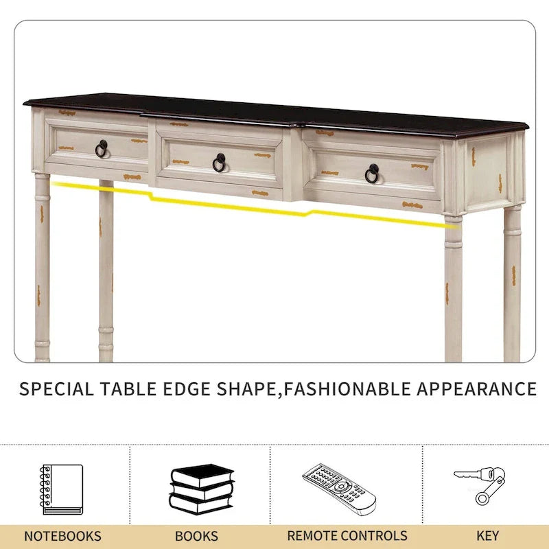 Entryway Console Table with Drawers and Extended Shelf 31