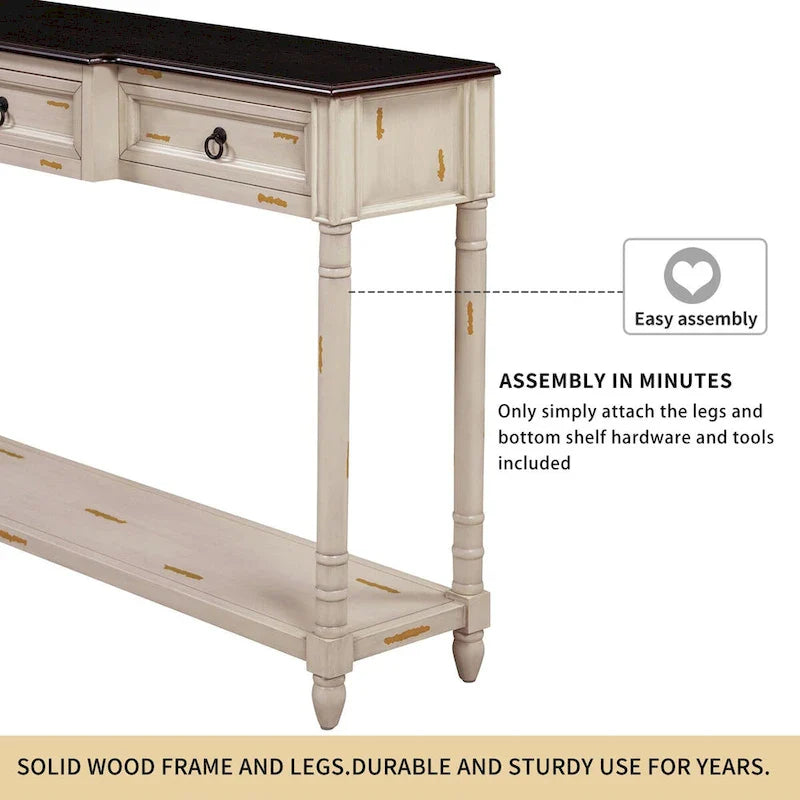 Entryway Console Table with Drawers and Extended Shelf 33