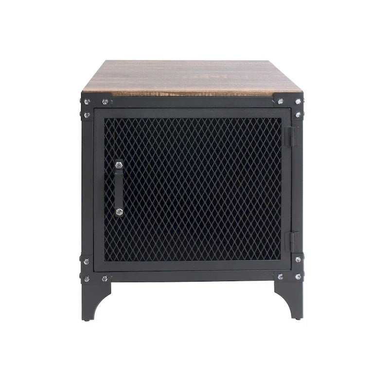 Conner Rustic Dark Walnut Steel 2-Piece Coffee and End Table Set by Furniture of America 10