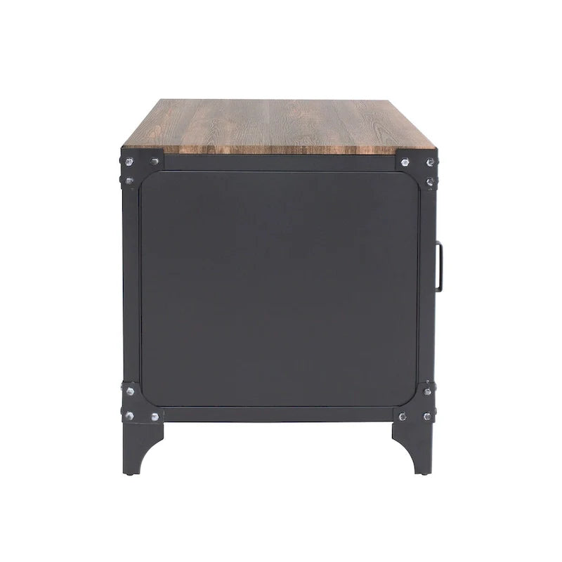 Conner Rustic Dark Walnut Steel 2-Piece Coffee and End Table Set by Furniture of America 11