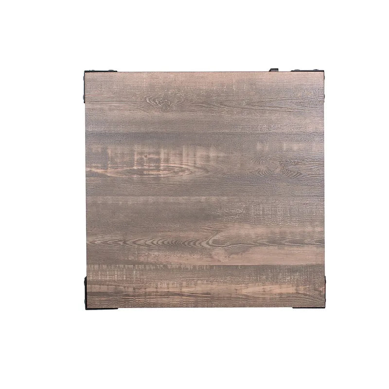 Conner Rustic Dark Walnut Steel 2-Piece Coffee and End Table Set by Furniture of America 13