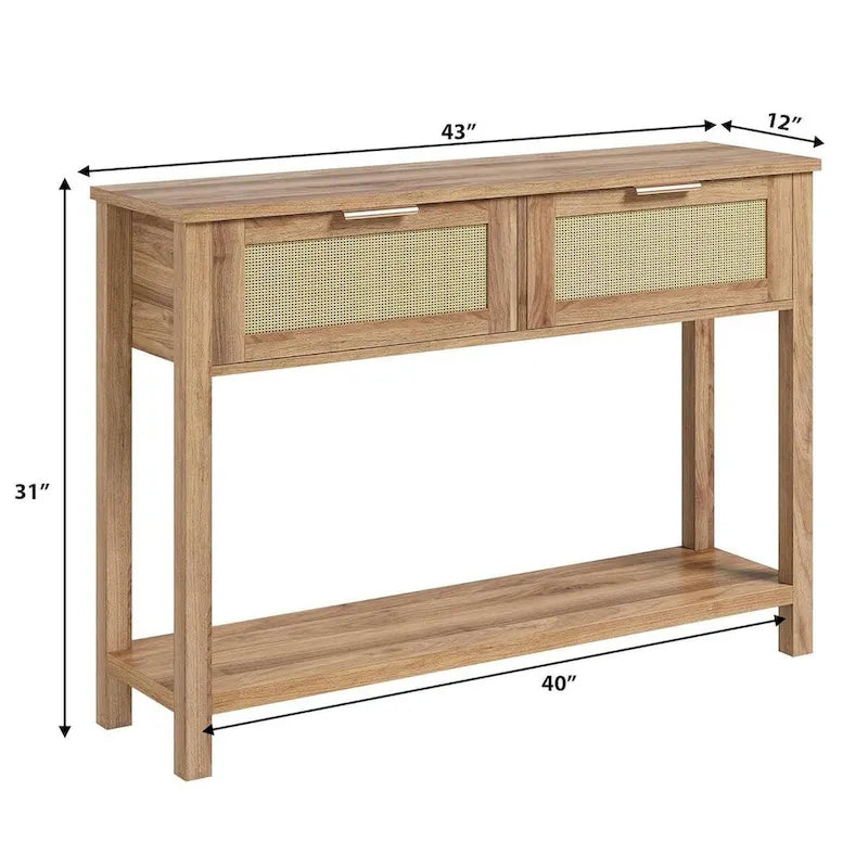Console Table with 2 Rattan Drawers for Entryway 2