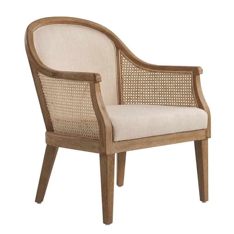 Danilo Solid Wood Armchair with Rattan Design and Sturdy Legs by HULALA HOME 2