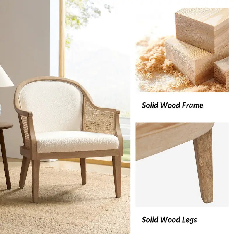 Danilo Solid Wood Armchair with Rattan Design and Sturdy Legs by HULALA HOME 6