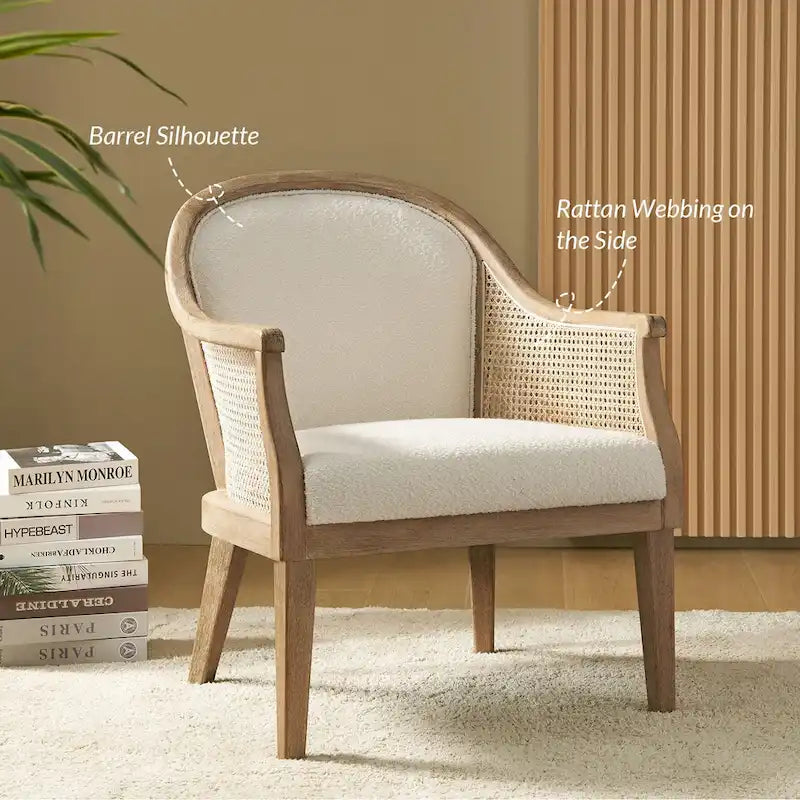Danilo Solid Wood Armchair with Rattan Design and Sturdy Legs by HULALA HOME 8