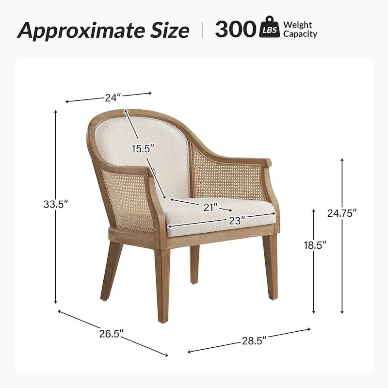Danilo Solid Wood Armchair with Rattan Design and Sturdy Legs by HULALA HOME 9