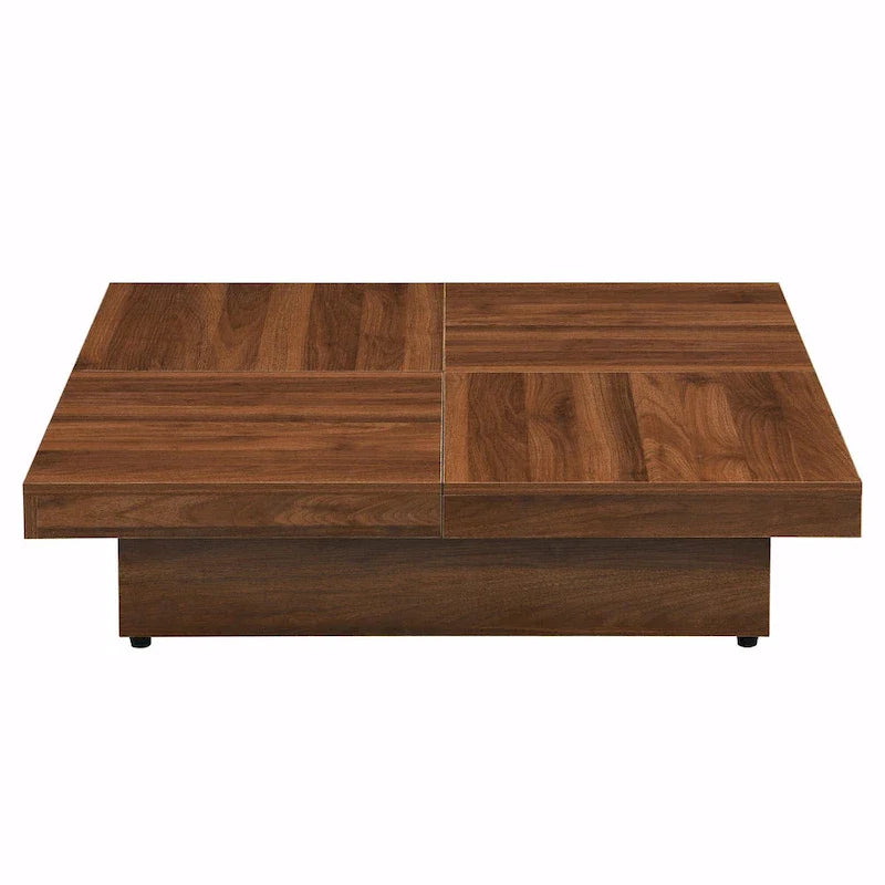 39.4-Inch Square Marble Veneer Coffee Table with Sliding Storage Top 10