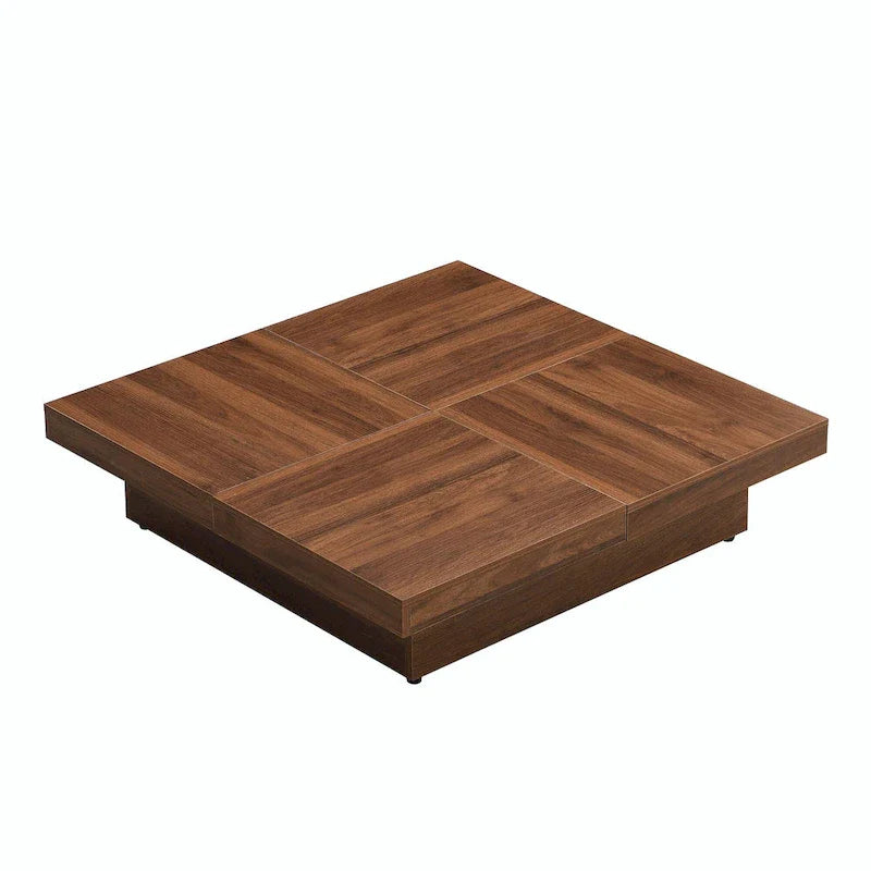39.4-Inch Square Marble Veneer Coffee Table with Sliding Storage Top 11