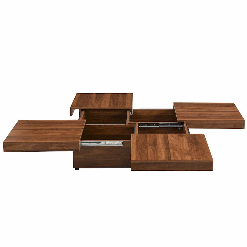 39.4-Inch Square Marble Veneer Coffee Table with Sliding Storage Top 13
