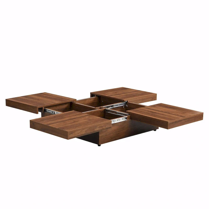 39.4-Inch Square Marble Veneer Coffee Table with Sliding Storage Top 17