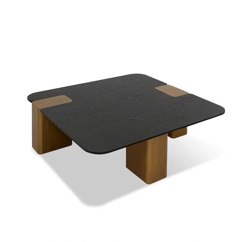 Modrest Harold Contemporary Black Oak & Brushed Gold Square Small Coffee Table 1