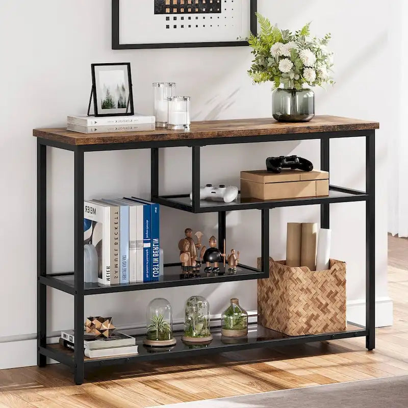 4-Tier Entryway Console Table with Glass Shelving 3