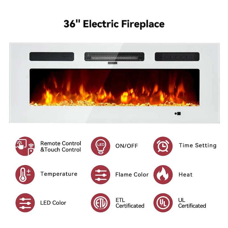Wall-Mounted TV Stand with 36-Inch Electric Fireplace 2