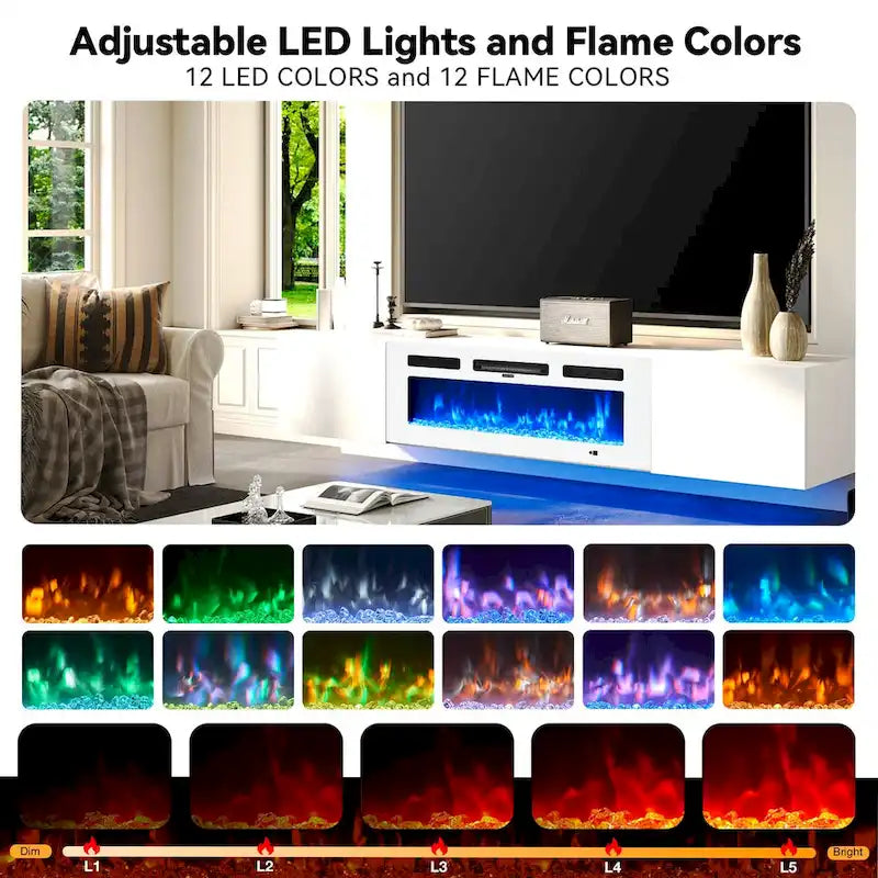 Wall-Mounted TV Stand with 36-Inch Electric Fireplace 3