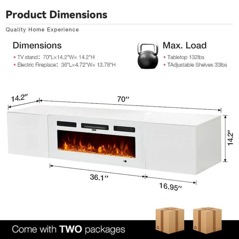 Wall-Mounted TV Stand with 36-Inch Electric Fireplace 5