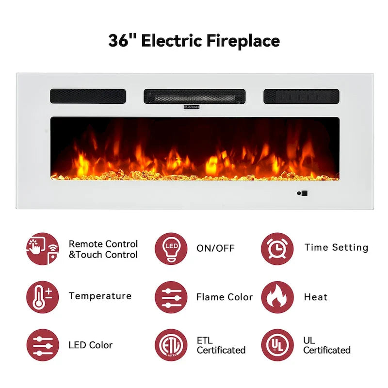 Wall-Mounted TV Stand with 36-Inch Electric Fireplace 7