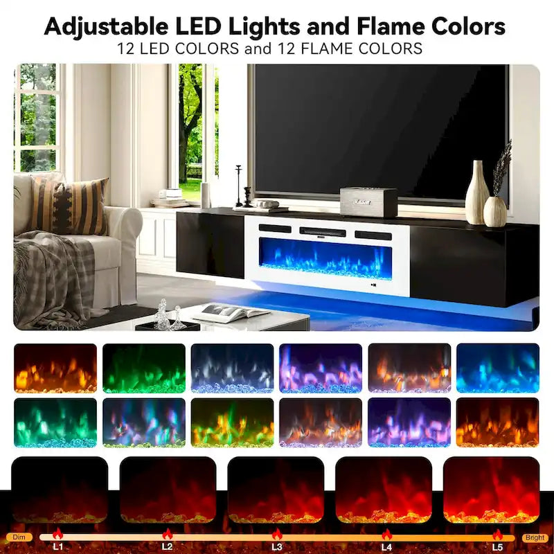 Wall-Mounted TV Stand with 36-Inch Electric Fireplace 8