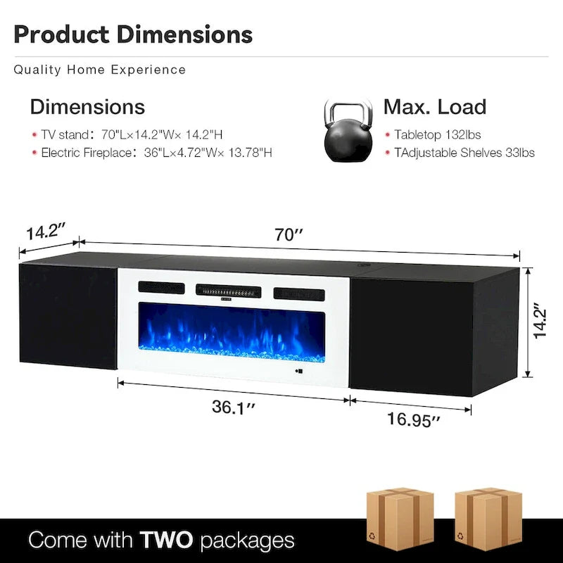Wall-Mounted TV Stand with 36-Inch Electric Fireplace 10