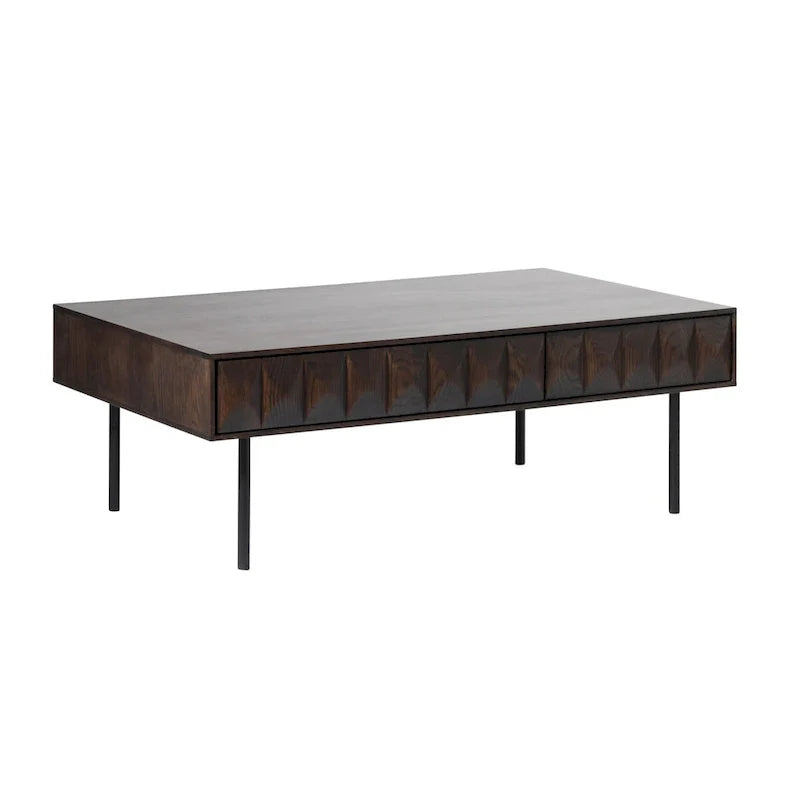 Rye Studio Contemporary 46-Inch Wide Espresso Oak Coffee Table with 2 Drawers - Dimensions: 28W x 46L x 16.5H 2
