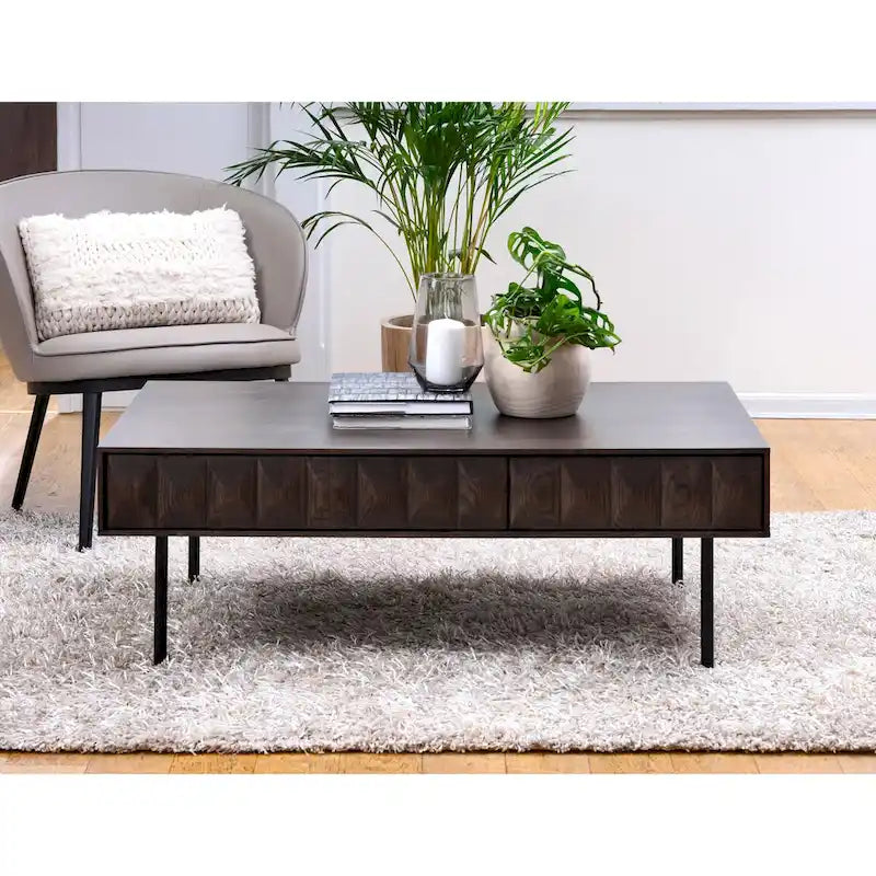 Rye Studio Contemporary 46-Inch Wide Espresso Oak Coffee Table with 2 Drawers - Dimensions: 28W x 46L x 16.5H 4