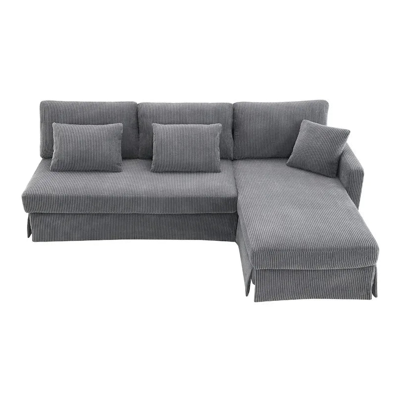 Contemporary L-Shaped Corduroy Sofa with Reversible Chaise from Harper & Bright Designs 3