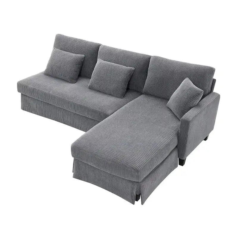 Contemporary L-Shaped Corduroy Sofa with Reversible Chaise from Harper & Bright Designs 4
