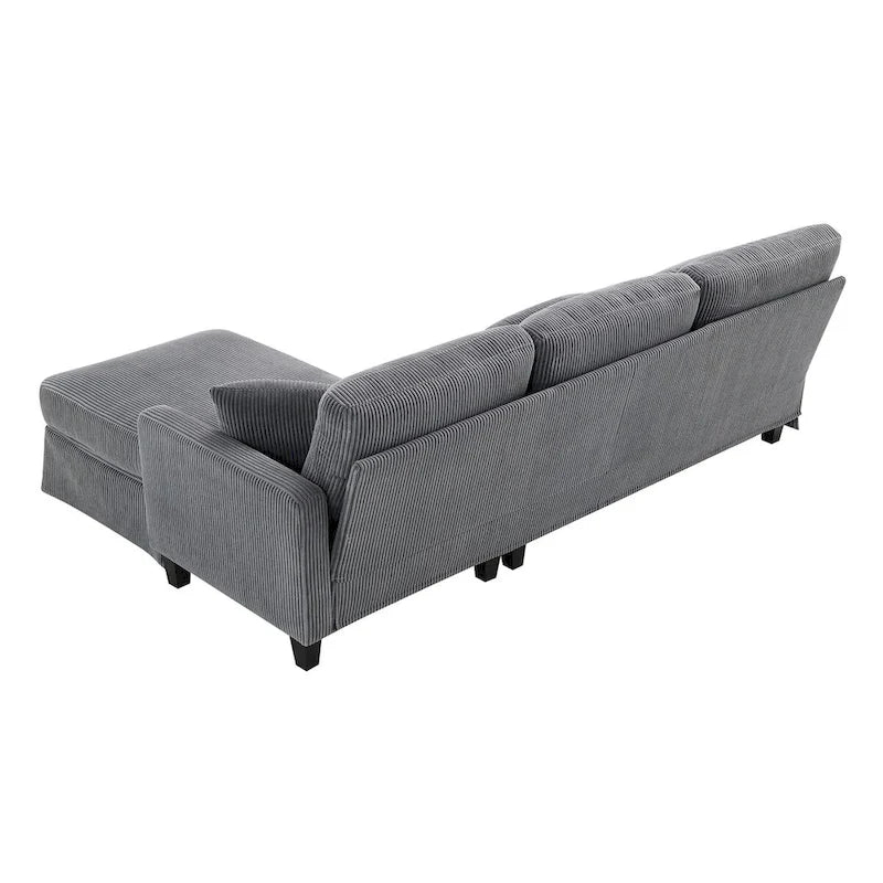 Contemporary L-Shaped Corduroy Sofa with Reversible Chaise from Harper & Bright Designs 5