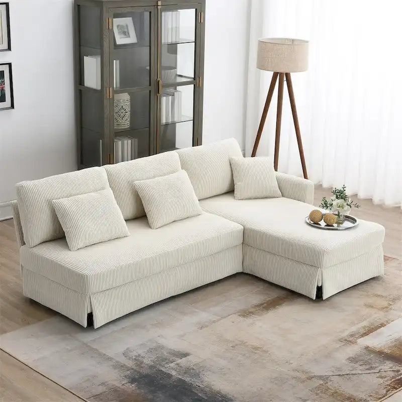 Contemporary L-Shaped Corduroy Sofa with Reversible Chaise from Harper & Bright Designs 11