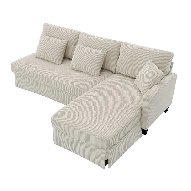 Contemporary L-Shaped Corduroy Sofa with Reversible Chaise from Harper & Bright Designs 12