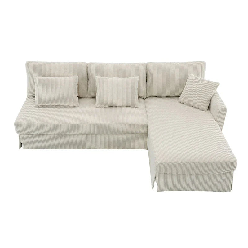 Contemporary L-Shaped Corduroy Sofa with Reversible Chaise from Harper & Bright Designs 13