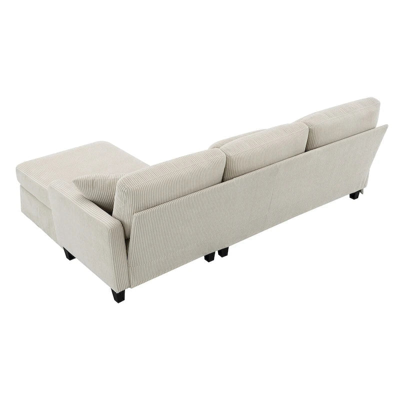Contemporary L-Shaped Corduroy Sofa with Reversible Chaise from Harper & Bright Designs 14