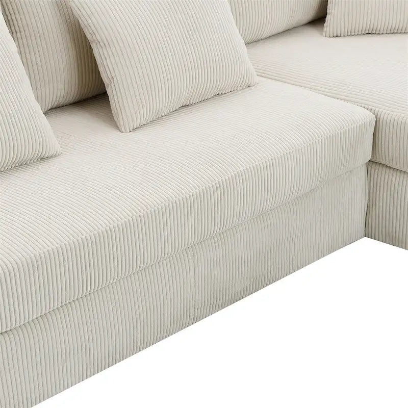 Contemporary L-Shaped Corduroy Sofa with Reversible Chaise from Harper & Bright Designs 16