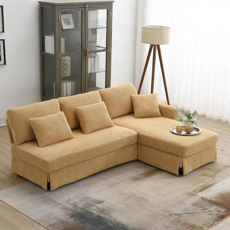 Contemporary L-Shaped Corduroy Sofa with Reversible Chaise from Harper & Bright Designs 18