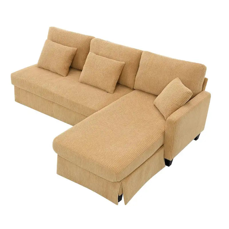 Contemporary L-Shaped Corduroy Sofa with Reversible Chaise from Harper & Bright Designs 20