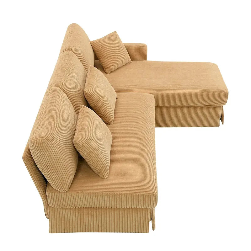 Contemporary L-Shaped Corduroy Sofa with Reversible Chaise from Harper & Bright Designs 21
