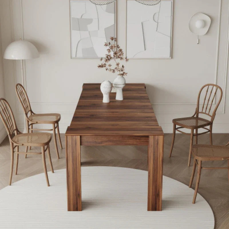 Extendable Console Dining Table with Storage Extension Leaves 3