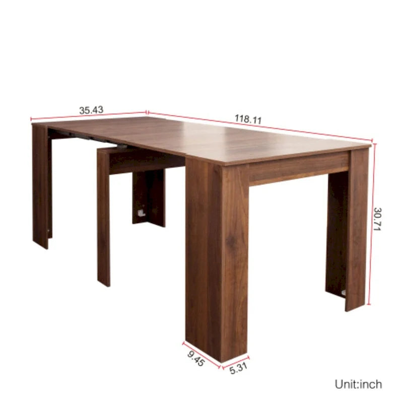 Extendable Console Dining Table with Storage Extension Leaves 5