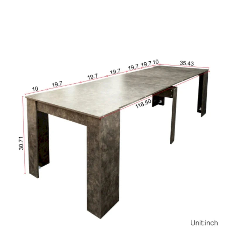 Extendable Console Dining Table with Storage Extension Leaves 8