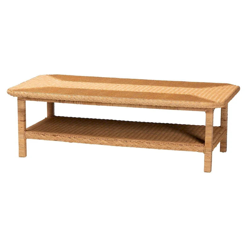 Minahasa Bohemian Braided Rattan Coffee Table in Light Honey 2