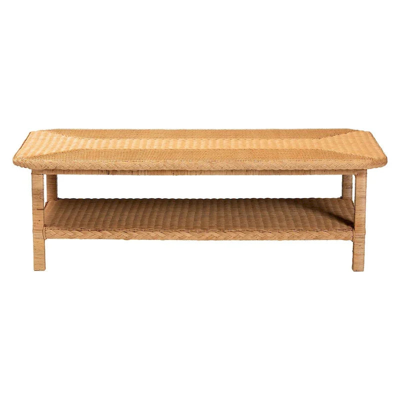 Minahasa Bohemian Braided Rattan Coffee Table in Light Honey 3