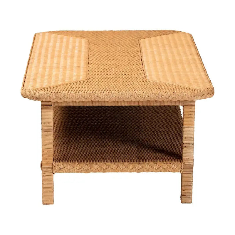 Minahasa Bohemian Braided Rattan Coffee Table in Light Honey 4
