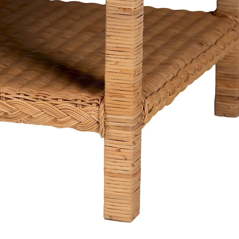 Minahasa Bohemian Braided Rattan Coffee Table in Light Honey 5